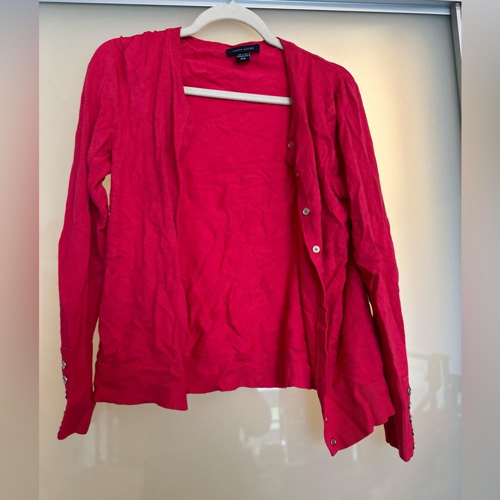 Tommy Hilfiger Magenta button up cardigan